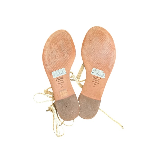 SCHUTZ 314 Straw Embroidered Woven Wrap Gladiator Thong Sandals - Picture 8 of 11